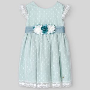 Vestito Verde Acqua con fiori Paz Rodriguez