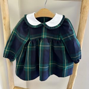 Vestito tartan blu e verde Biribò