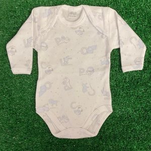Body alfabeto celeste cotone garzato Ellepi