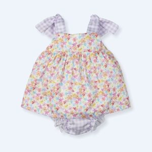 Completo due pezzi a quadretti e fiori malva Mac Ilusion