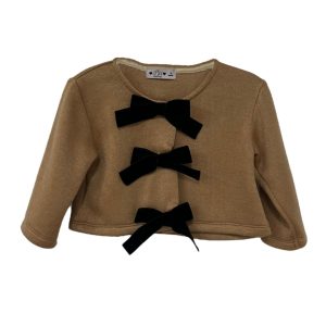 Cardigan beige con fiocchi neri Phi Clothing