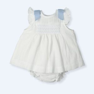 Completo bianco e fiocchi celesti Mac ilusion