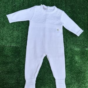 Tutina lunga in filo con piedino bianca