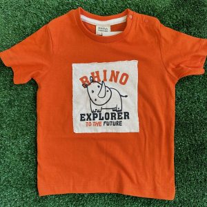 T-shirt arancio Rinoceronte mezza manica in cotone