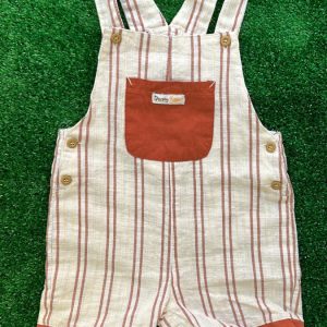 Salopette Birba a righe in cotone e lino