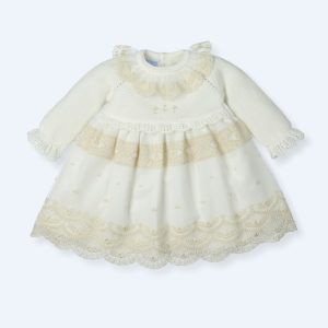 Abito in maglia e tulle panna Mac Ilusion