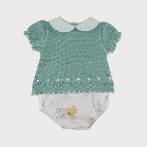 Completo due pezzi bianco e verde acqua Sardon