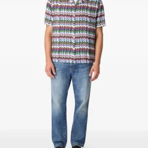 Camicia multicolor con collo bowling