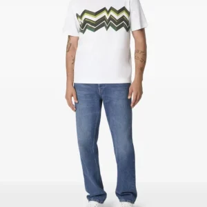 T-shirt bianca con stampa zig zag 3d