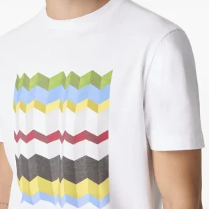 T-shirt bianca con stampa multicolor