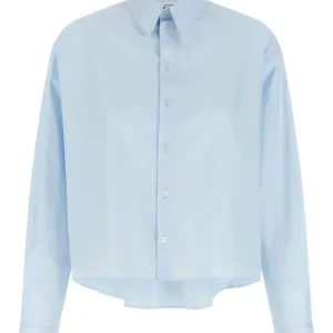 Camicia in cotone con orlo lungo sul retro MM6 cielo