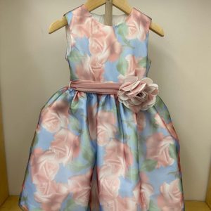 Abito cerimonia con rose celeste Dilù