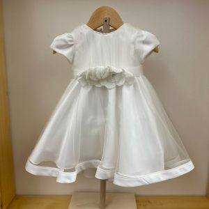 Abito bianco con cintura fiorellini Petit