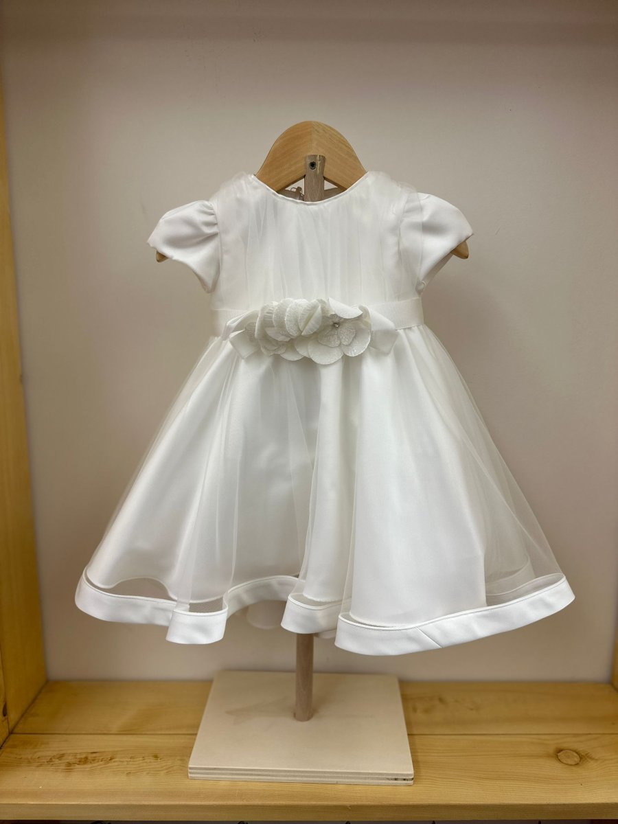 Abito bianco con cintura fiorellini Petit