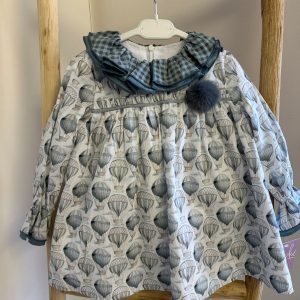 Vestito fantasia mongolfiere con colletto e pom pom verde