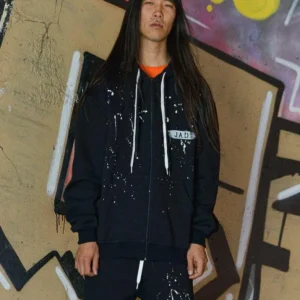 BOMBER IN FELPA CON ZIP HAND PAINTED