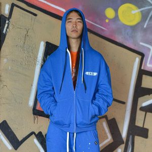 BOMBER IN FELPA CON CAPPUCCIO HAND PAINTED