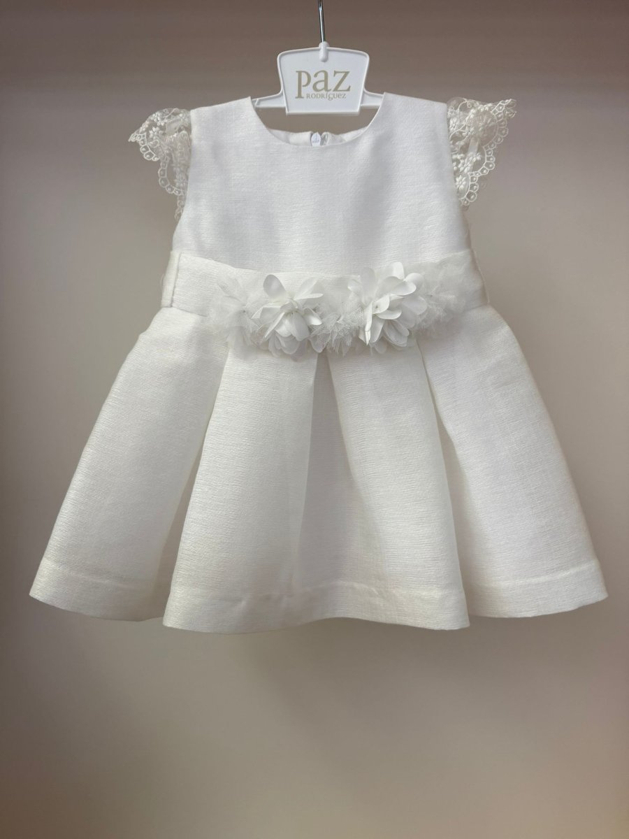 Abito bianco con cintura a fiorellini Paz Rodriguez - immagine 2