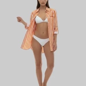 Camicia Brigitte stripes in cotone arancio