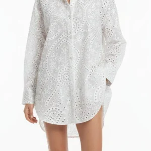 Camicia Cristal bianca in pizzo sangallo