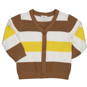 Cardigan a Righe Marrone e Giallo Birba