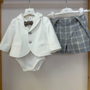 Completo bermuda grigio quadri Baby A.