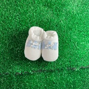 Babbucce in cotone bianche con orsetti celeste polvere