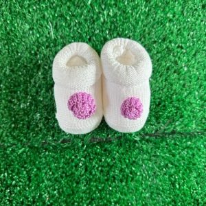 Babbucce in filo di cotone bianca con rosellina glicine