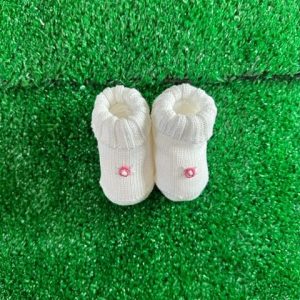 Babbucce in filo bianca con rosellina bimba