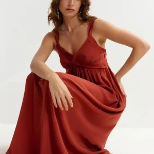 Maxi abito Jacobean mattone stile impero