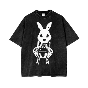 "Naughty Bunny" Acid Wash Oversized T-Shirt