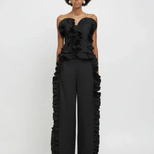 Top bustier nero a cuore con rouches