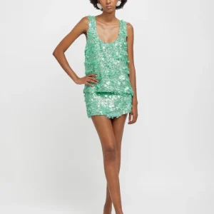Tank top in paillettes verde acqua
