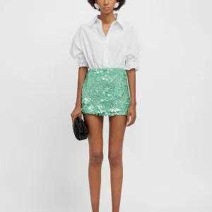 Minigonna in paillettes verde acqua