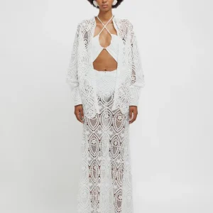 Camicia oversize bianca macramè