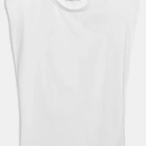 T-shirt bianca smanicata con spalline