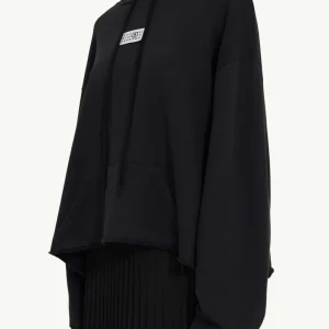 Felpa taglio vivo con cappuccio MM6 nera