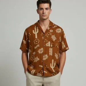 Camicia marrone a fantasia