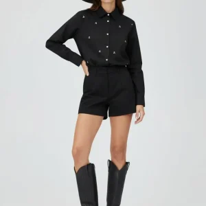 Camicia oversize nera con applicazioni