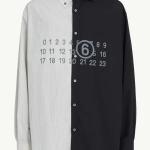 Camicia bicolore bianco e nero con stampa