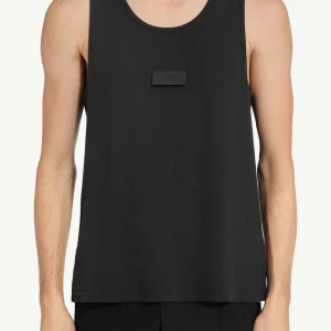 Canotta in jersey a costine nera