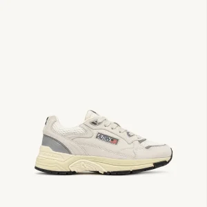 Sneakers hyperway in mesh e suede bianco e argento