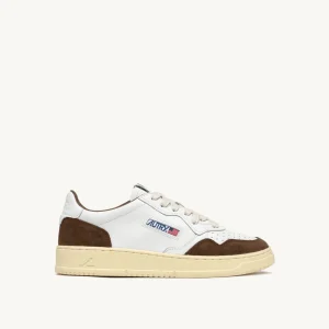 Autry medalist low in pelle bianco e suede marrone