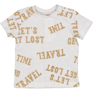 T-shirt scritte beige Birba