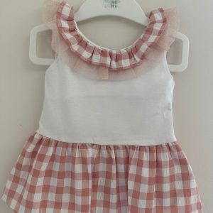 Vestito Sardon bianco a quadri rosa