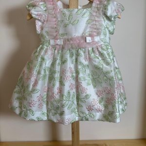 Vestito cerimonia con ricami rosa e verde Myrumi