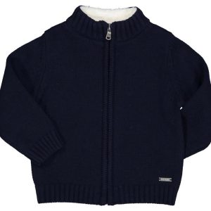 Cardigan Birba blu con pelliccia