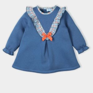 Vestito felpato blu con fiocco arancio Mac Ilusion