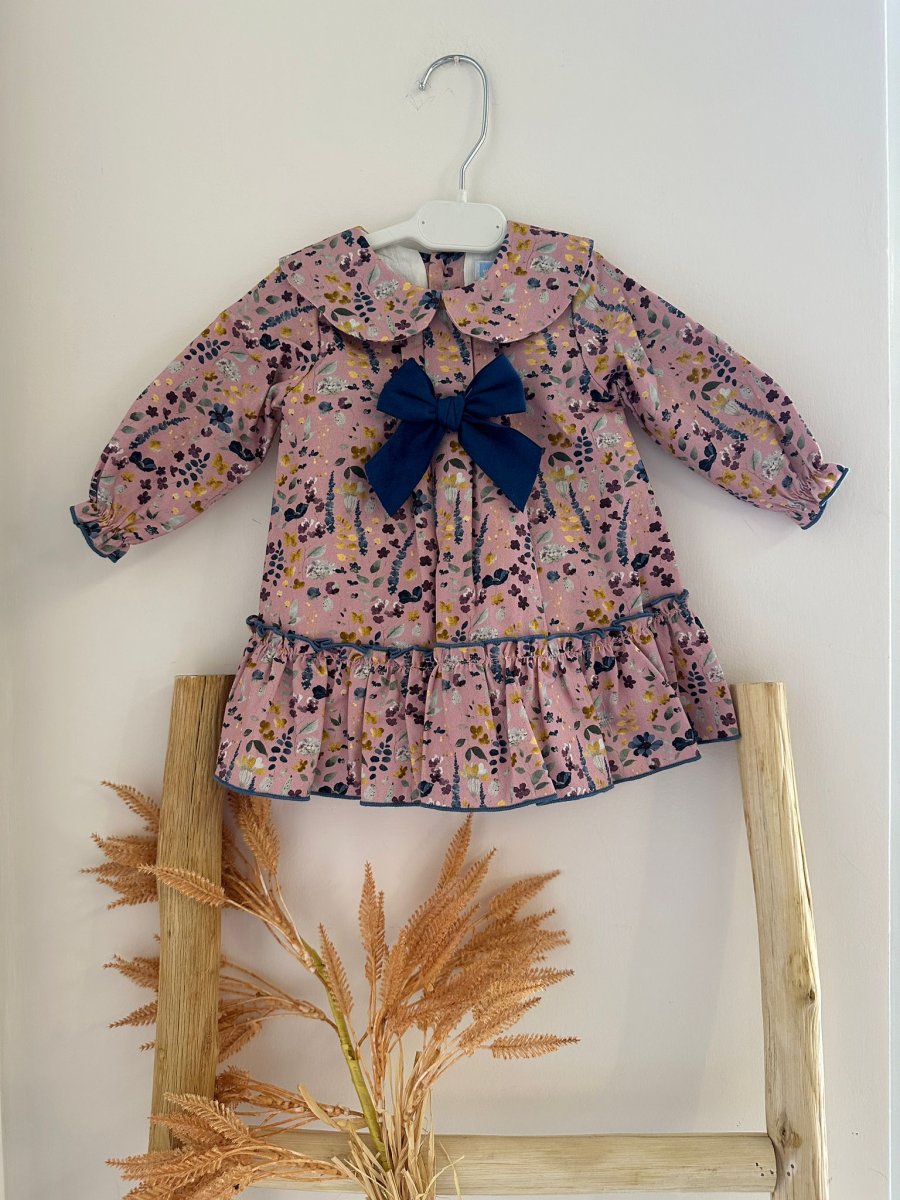 Vestito rosa a fiorellini con fiocco blu Mac Ilusion - immagine 2