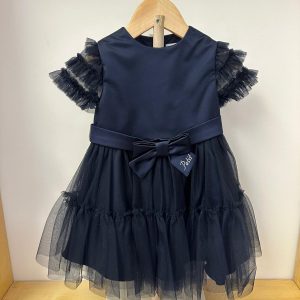 Abito blu con fiocco Petit